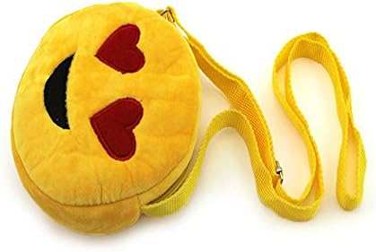 Funny Emoji Crossbody Messenger Bag Adurable Emotion Plush Shoulder Bag (Heart eyes)