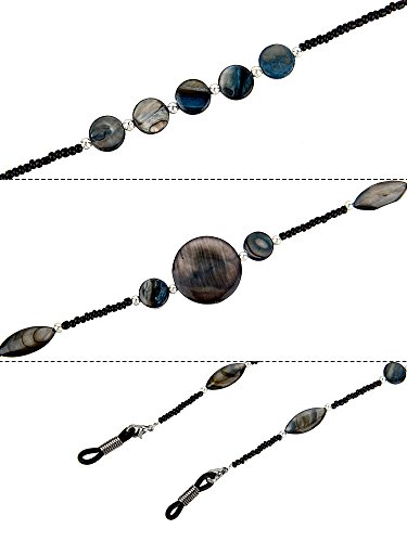 image for Mtlee 2 Pieces Shell Glass Beaded Eyeglass Straps Sunglasses Holder Ey