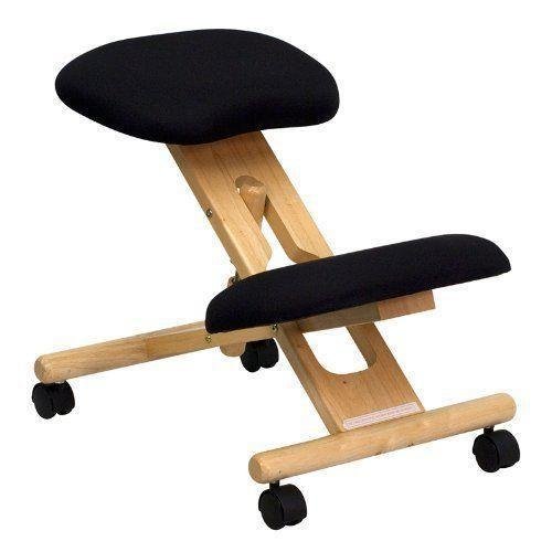 Black Wooden Ergonomic Kneeling Posture Office Massage Chair