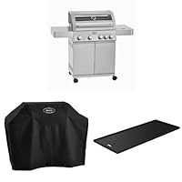  BBQ-Station Videro G4 Gas-Grillstation Rösle silber Edelstahl XXL Garten Grill-Set 4+1 Gas Brenner 5-flammig ✔ Lenkrollen mit Bremse ✔ Deckel ✔ Rotisserie-Aufhängung ✔ Seitentische beidseitig ✔ Unterschrank ✔ eckig ✔ rollbar ✔ stehend grillen ✔ Grillen mit Gas ✔ mit Station ✔ mit Rädern 