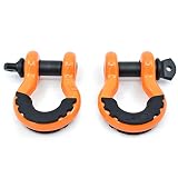 (2PK) GearAmerica Heavy Duty D Ring Shackles Orange | 58,000 lbs (29 US Ton) Max Strength | 3/4" Shackle + 7/8 Pin + Isolator + Washers | Connect your Tow Strap or Winch Rope for Off-Road 4x4 Recovery
