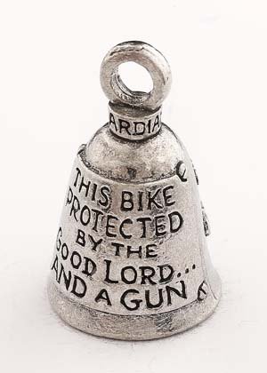 THIS BIKE PROTECTED BY THE GOOD LORD AND A GUN GUARDIAN BIKER BELL WITH HANGER