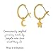 Columbus 14K Gold Plated Moon and Star Charm Huggie Hoop Earrings - Dangle Drop Earrings for Women (Gold Moon/Star)
