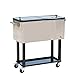 Tenive 80-Quart Stainless Steel Patio Cooler Portable Ice Cooler Cart Rolling Party Drink Entertaining Outdoor Cooler Cart - Silver