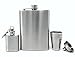 TheBarsentials Premium 8oz Hip Flask Leakproof Stainless Steel for Liquor plus Extra 1oz Keychain Flask with 4 Drinking Shot Glass Set and Funnel in Gift Box for Men and Women - Perfect for Christmas