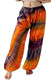 Treasures of Thailand Real Tie Dye Pants Unisex Harem Hippy Beach Casual Wear Orange
