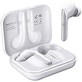 True Wireless Earbuds, MEBUYZ Bluetooth 5.0 Headphones TWS in-Ear Earphones with aptX Sound, CVC Noise-Cancelling Dual Microphones, Charging Case, Touch Control, 28-H Playtime and Secure Fit (White)