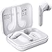 True Wireless Earbuds, MEBUYZ Bluetooth 5.0 Headphones TWS in-Ear Earphones with aptX Sound, CVC Noise-Cancelling Dual Microphones, Charging Case, Touch Control, 28-H Playtime and Secure Fit (White)