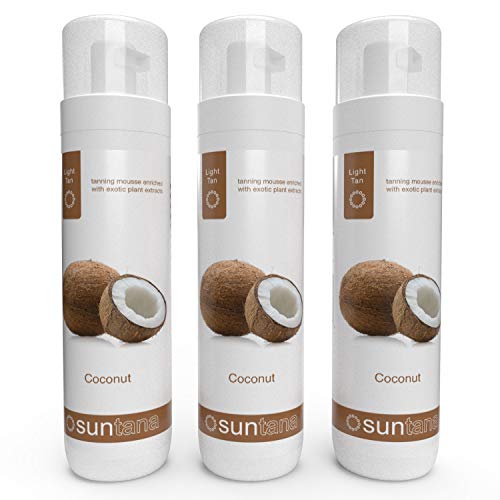 3 x Suntana Coconut Fragranced 8% Premium Self Tan Mousse - Light Tan