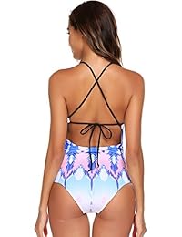 EKOUAER Bañador para dama Monokini Trajes de baño espalda sexy con amarre estilo agujetas talla S-XXL