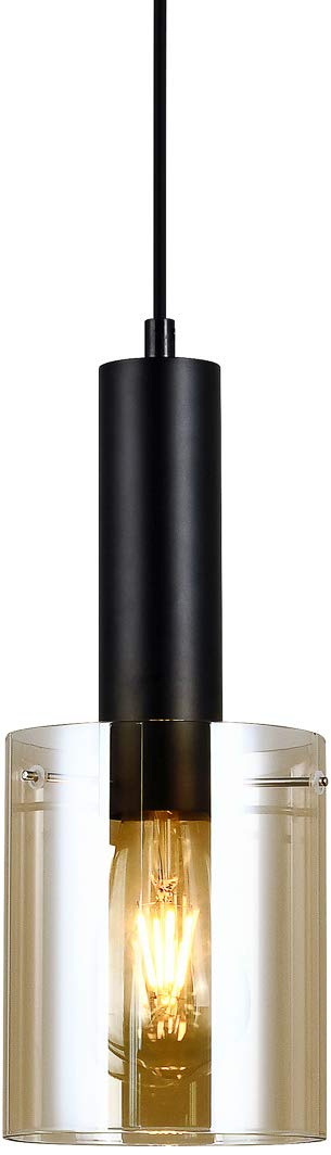 Italux Modern Pendant Pendant Black 1 Light with Amber Shade E27