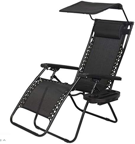 Set Of 2 Zero Gravity Sun Loungers Lounge Chair Patio Chairs With Canopy And Cup Holder Outdoor Garden Furniture Folding Reclining Amazon Co Uk Garden Outdoors