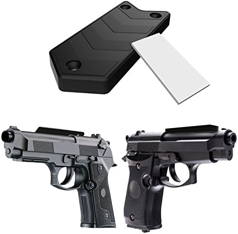 Gun Magnet 43 Lbs Rated - Magnetic Gun Mount Holster with Screws and Double Sided Tape Rubber Coated - Adhesive Magnets Car Holster - Bedside Holster - Perfect for Handguns, Pistols, Firearms