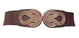 eVogues Plus size Wide Metal Interlock Buckle Elastic Cinch Belt Brown - One Size Plus