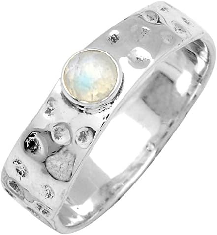 Rainbow Moon Stone 925 Sterling Silver Rings Silver Jewelry
