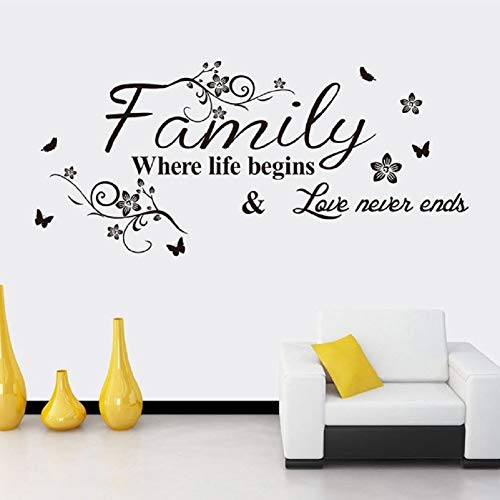 Lowprofile Hot! Art Family Beautiful Flower Wall Stickers Home Words Decor Wall Sticker Black