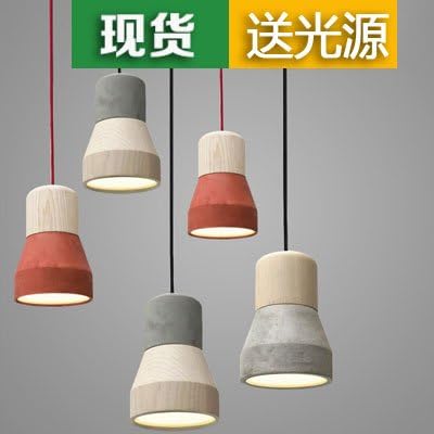 BGmdjcf The Restaurant And The Head Of The Table Lamp Chandelier Dining Creative Personality Simple Single Solid Wood Cement Small Chandeliers, Sect. C) (Upper Solid Wood + Lower Red Concrete)200