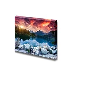 Beautiful Scenery Landscape Mountain Lake in National Park High Tatra Nature Beauty - Canvas Art Wall Art - 12" x 18"