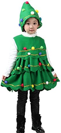 Clearance! Toddler Kids Costume Lil Xmas Tree Child Costume Party Dress Tops +Hat Outfits