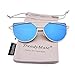 TrendyMate-Womens Street Fashion Metal Twin Beam Flat Mirror Lens Cat Eye Sunglasses