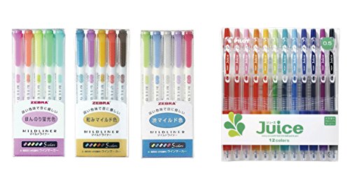 Zebra mildliner 15 color full set & pilot juice gel…