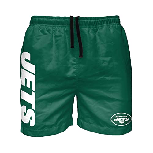 FOCO New York Jets NFL Mens Solid Wordmark Swimming Trunks