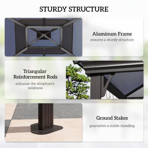 Outsunny 9x5 ft Hardtop Grill Gazebo with Polycarbonate Roof UV Protection image 19