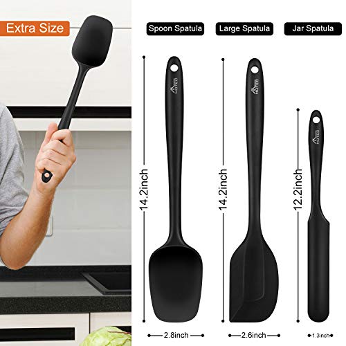HOTEC Food Grade Silicone Rubber Spatula Set Kitchen Utensils for Baking, Cooking, and Mixing