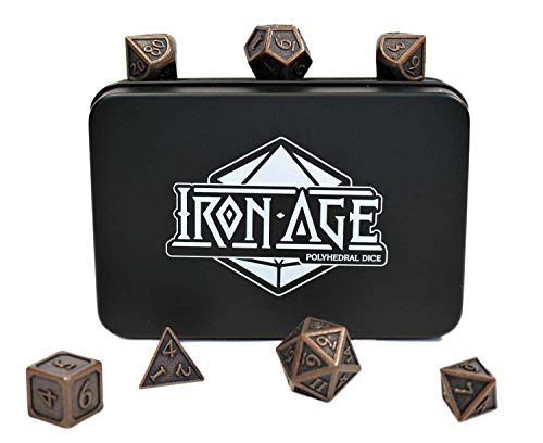 image for Iron Age Dice Ancient Copper Metal Dice Set - Polyhedral Role Playing 