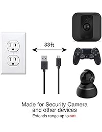 MOYEEL - Cable de extensión de alimentación para Wyze Cam Wyze Cam Pan, Blink XT Cam, Zmodo Cam y Home Security Camerún, color negro (2 unidades)