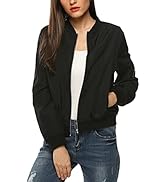 Zeagoo Women's Bomber Jacket Casual Coat Zip Up Outerwear Windbreaker with Pockets S-XXL