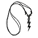 Green Nipa Hut Lightning Bolt Pendant with Adjustable Black Cord Necklace