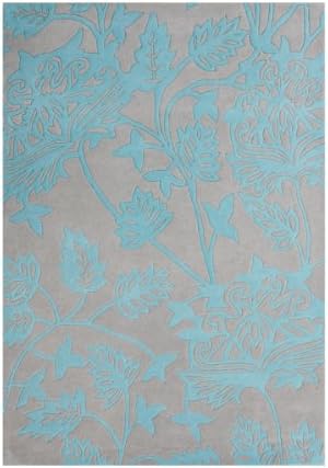 ZnZ Rugs Gallery 30064_5x8 Hand Made New Zealand Blend Wool/Hand Tufted Rug, 5-Inch by 8-Feet, Blue Radiance