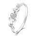 Menton Ezil 18K White Gold Plated Heart By Heart CZ Diamonds Accent Bangle Bracelets Jewelry for Women Love Design