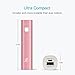 3400mAH Mini Power Bank - iXCC Aluminum Lipstick-Sized External Battery Pack Portable Charger with 4-Inch Apple MFi Certified Lightning Cable - Pink