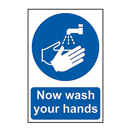 Spectrum Industrial 11483 Now Wash Your Hands, Kitchen Catering Safety Sign, Non Adhesive Rigid PVC, 200mm x 300mm, Multi-Colour, 200 x 300 mm