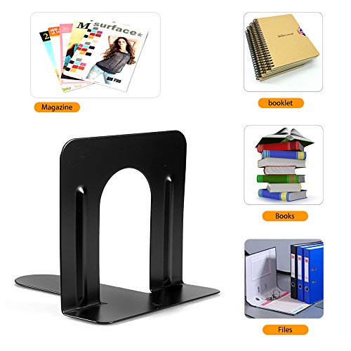 Metal Bookend, Nonskid Heavy Duty Book Ends for Shelves Office, Book Stopper for Books, DVD, Video Games, Magazine,Black 4.72 x 4.72 x 4.72inch, 5Pair/10Piece - Thumbnail 4