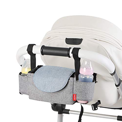 LEADSTAR Buggy Organiser Baby Stroller Pram Bag Large Capacity Pushchair Bag Pram Caddy Organizer Storage Bag for Baby Accessories with 2 Bottle Holders Universal Fit All Buggy Models