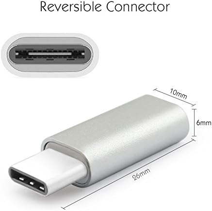 USB Type-C 3.1 Male to Micro USB Female Adapter for OnePlus 2, HTC 10, Microsoft Lumia 950, ASUS ZenFone Ultra, ZTE Axon 7, XIAOMI 5S, BLU Pure XR, DOOGEE T3, Aluminum Shell (pk of 2) (Silver)