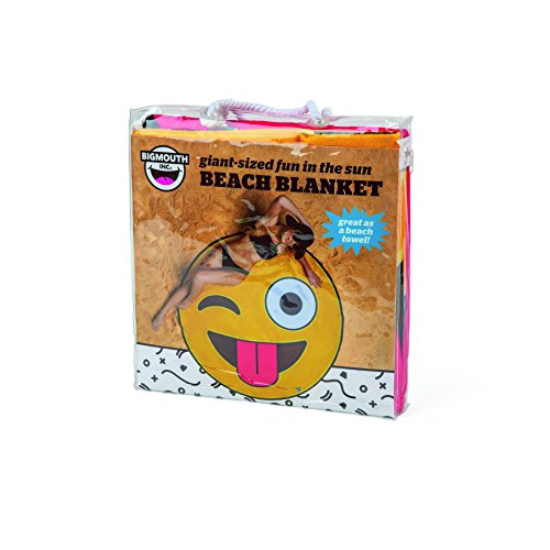 image for BigMouth Inc Giant Crazy Face Emoji Beach Blanket, Oversized Beach Tow