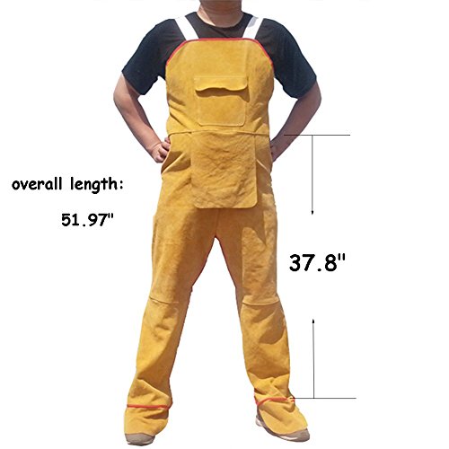 Creation Core Cowhide Welding Apron Bib Heat Resistant Leather Apron Safety Apparel Split Leg Flame Resistant Apron With Pocket
