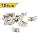 VCE 10 PCS Nickel Plated Shielded RJ45 Modular Plug for Cat6/Cat6A/Cat7 Cable STP Solid and Stranded Ethernet Wire - 50u Gold-Plated