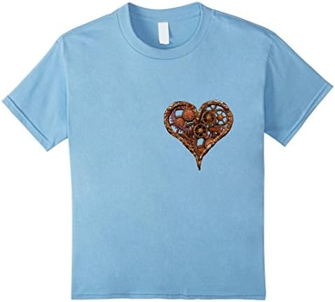 unisex-child Steampunk Rusty Mechanical Heart Metal Gears T-Shirt 6 Baby Blue