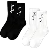 HubbyWifeyGifts Couples Socks for Mr & Mrs Valentines Day Gifts, Wedding Crew Socks for Bride and Groom, Engagement Gift