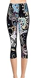 Regular Size Printed Brushed Capris (Trail of Paisley)