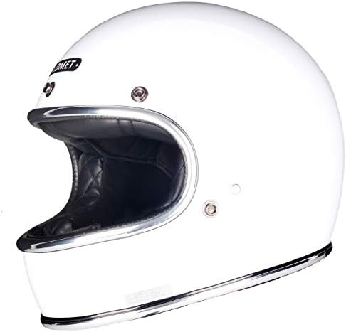 LDMET Unisex-Adult Full-Face Helmet,Vintage Motorcycle Helmet Biker Cruiser Scooter Touring Helmet (X-Large, Gloss white)