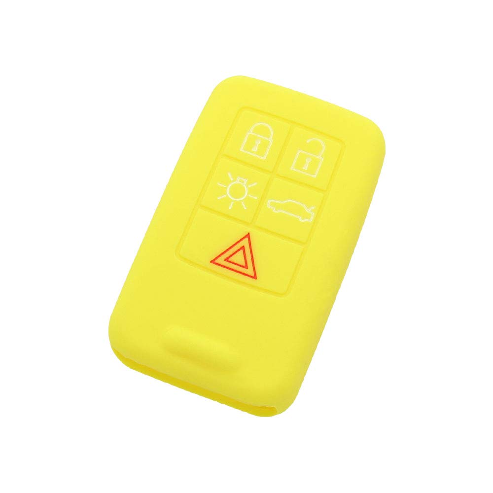 BROVACS Silicone Cover Protector Case Holder Skin Jacket Compatible with VOLVO 5 Button Smart Remote Key Fob CV9780 Yellow