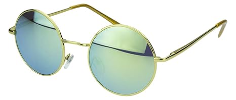 Sense42 | Retro Sonnenbrille | runde Gläser für Damen und Herren | verspiegelte Sonnenbrille | mit Federscharnier-Bügel | sch