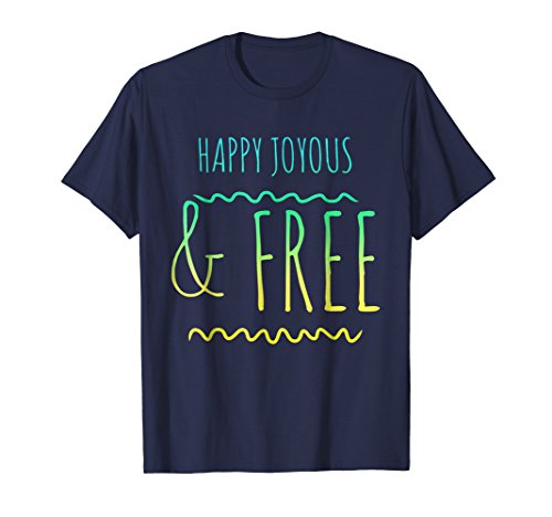 Mens Happy Joyous and Free AA Sobriety Tee Large Navy