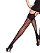 Yummy Bee Silky Womens Suspender Sheer Stockings Back Seam Large Cuban Heel Medium Black